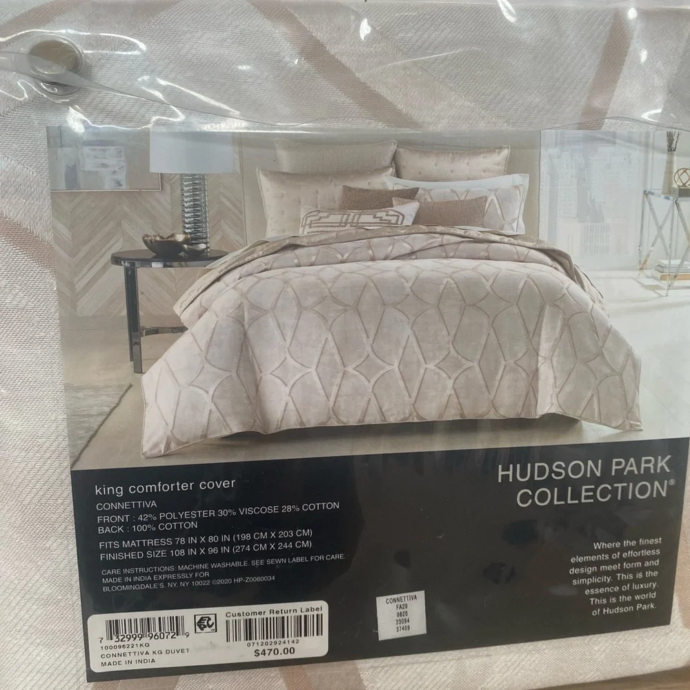 Hudson Park Connettiva King Duvet Cover. Champagne and 2 STANDARD Pillow Case